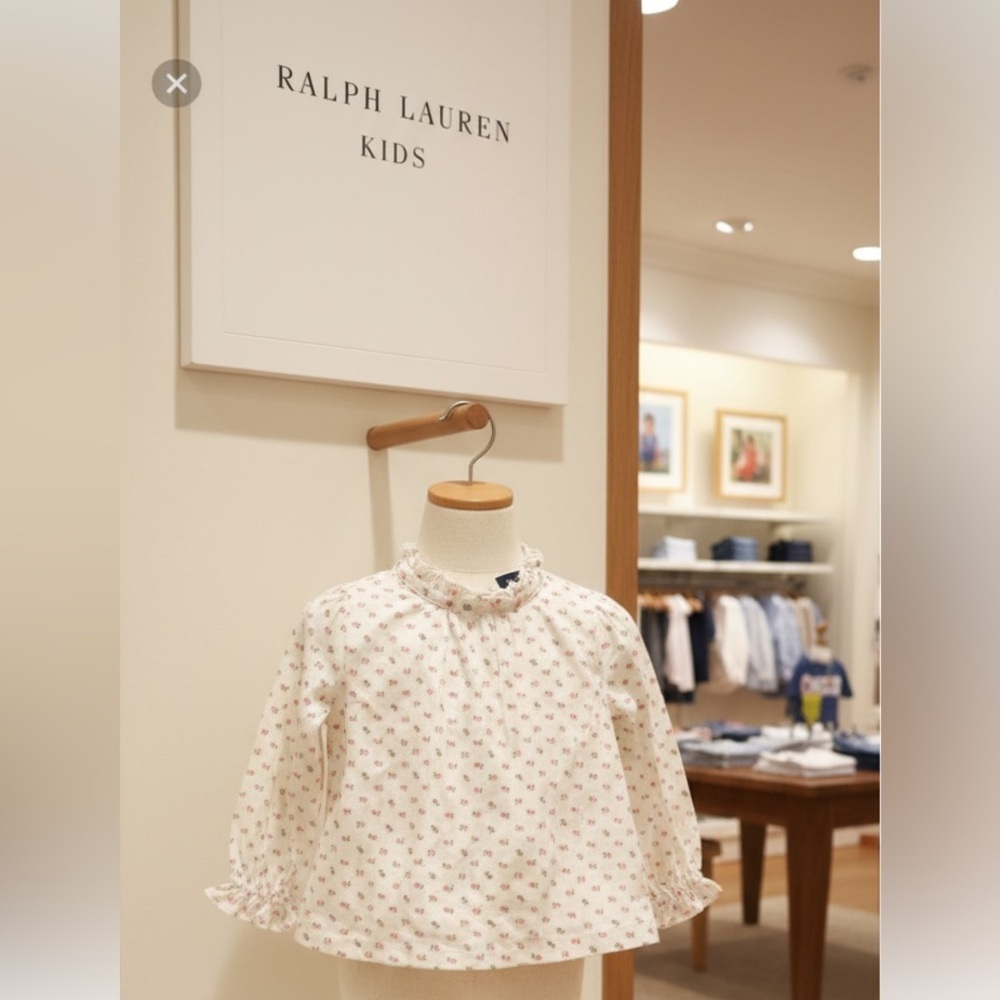 Sweet White Floral Print Ruffled Long-Sleeve Top 9 months 🌹🎀RL
